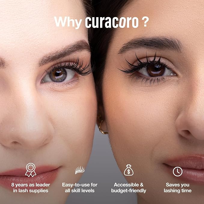 Curacoro Promade 500 Fans 14D-0.03 C Curl 14mm Length Handmade Volume Lash Fans for Long-Lasting Eyelash Extension
