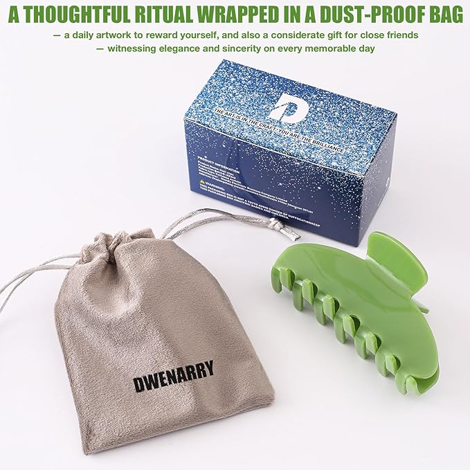 Big Hair Claw Clips for Thick Hair, Tortoise Shell Nonslip Large Green Hair Clips, Celluloid Butterfly Jaw Clips, Strong Hold for Women