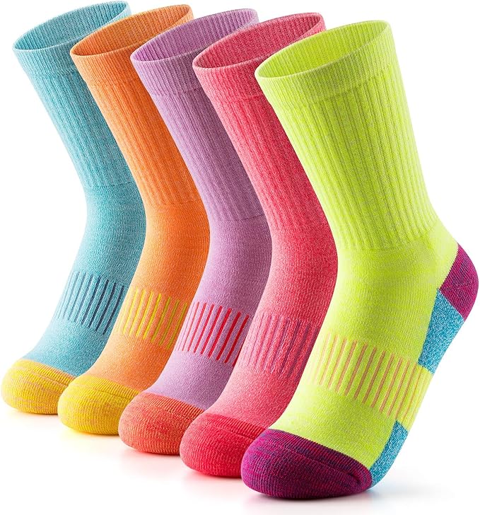 Gonii Women Socks Hiking Running Thick Cushion Athletic Crew Socks 5-Pair