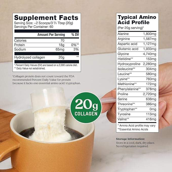 Bulletproof Unflavored Collagen Peptides Powder, 42.3 Ounces, Grass-Fed Collagen Protein and Amino Acids for Skin, Bones and Joints, Packaging May Vary