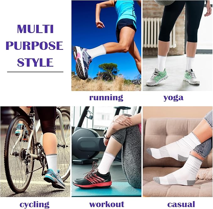 Gonii Women Socks Hiking Running Thick Cushion Athletic Crew Socks 5-Pair