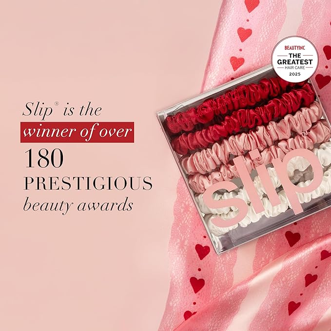 SLIP Skinny Scrunchies: Anti-Crease, Anti-Breakage Slipsilk™ Design Protects Delicate Hair | Includes 6 Pure Silk Scrunchies: Limited Edition Sweetie