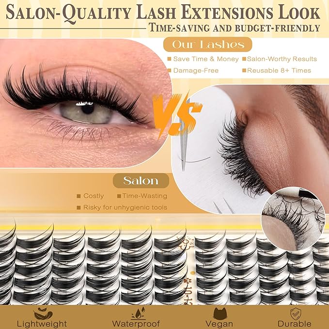 Manga Lash Clusters Fairy Eyelash Clusters Natural Cluster Eyelash Extensions Wispy 10-16mm Lashes Clusters C-Curly Anime Lashes 208pcs Spiky Eyelashes Clusters by Ruairie