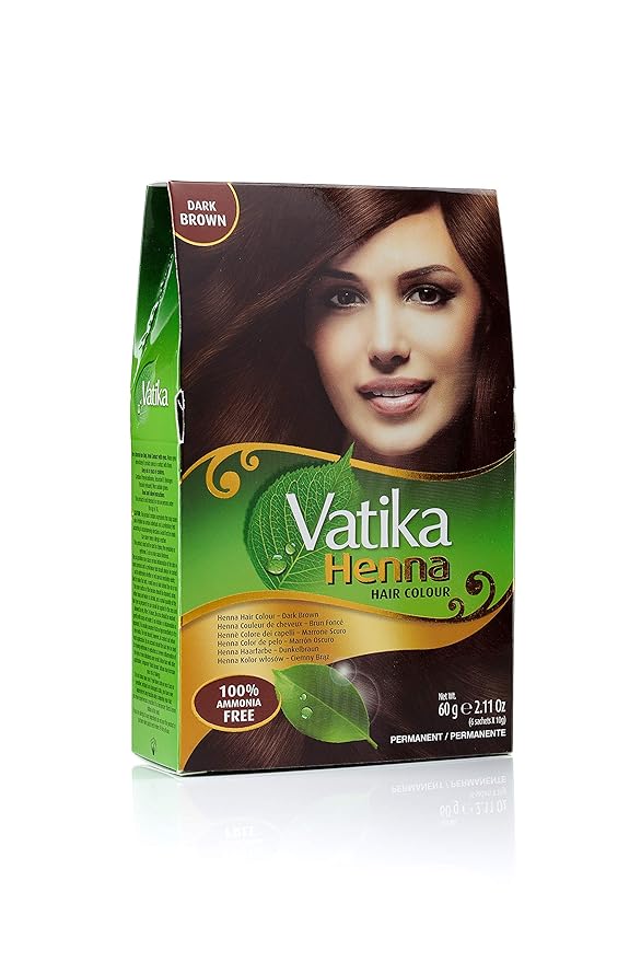 Vatika Naturals Permanent Hair Dye Dark Brown – Ammonia-Free With Natural Henna, Grey Coverage, Nourishing Herbal Blend, Long-Lasting Hair Color for Soft, Shiny Results – 18 Sachets X 10g (Pack of 3)