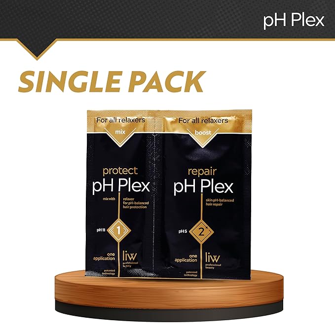LIW pH Plex Relaxer Steps 1 & 2 Protect & Repair - Hair Care Treatment - Use with Home Hair Relaxer Products - Salon Quality Professional Results at Home - 1 Sachet of Steps 1 & 2