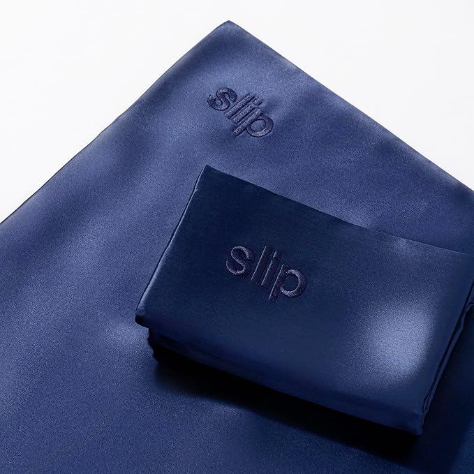 slip The Original Queen Pure Silk Pillow Case - 100% Pure 22 Momme Mulberry Silk - Queen Size Standard Pillow Case - Anti-Aging, Anti-BedHead, Anti-Sleep Crease, Navy, (20" x 30")