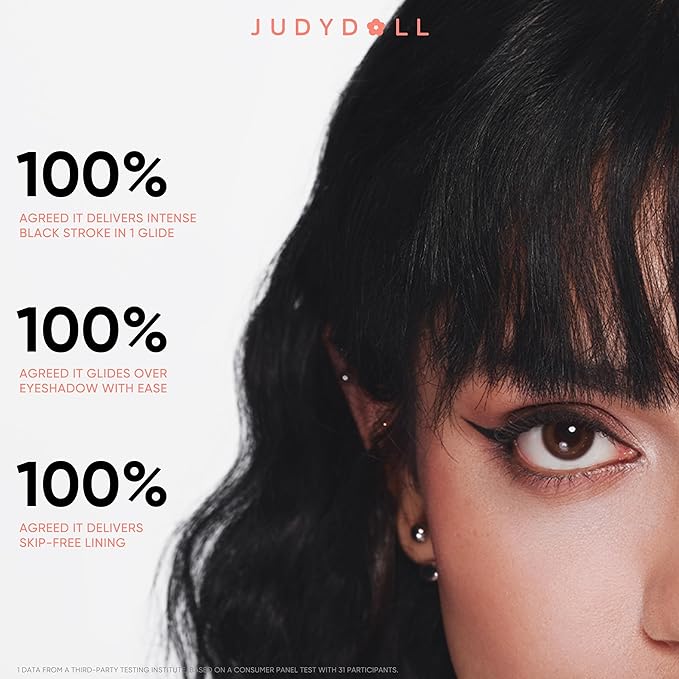 JUDYDOLL Ink Glider Longlasting Liquid Eyeliner - 30H Waterproof, Smudgeproof, Longlasting & Easy Glide, Intense Black, Ideal for Cat Eyes & Wings