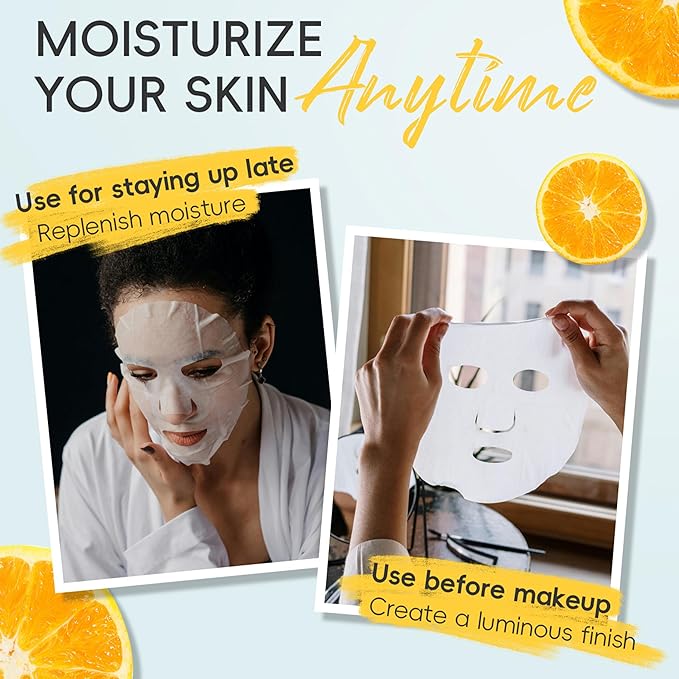Meleell 18 Pack Collagen Face Masks Skincare Bulk,Hydrating Spa Face Mask Beauty for Sensitive Skin,Sheet Mask for Skin Care, Facial Mask Sets Birthday Party Gifts for Women/Teen Girls/Kids