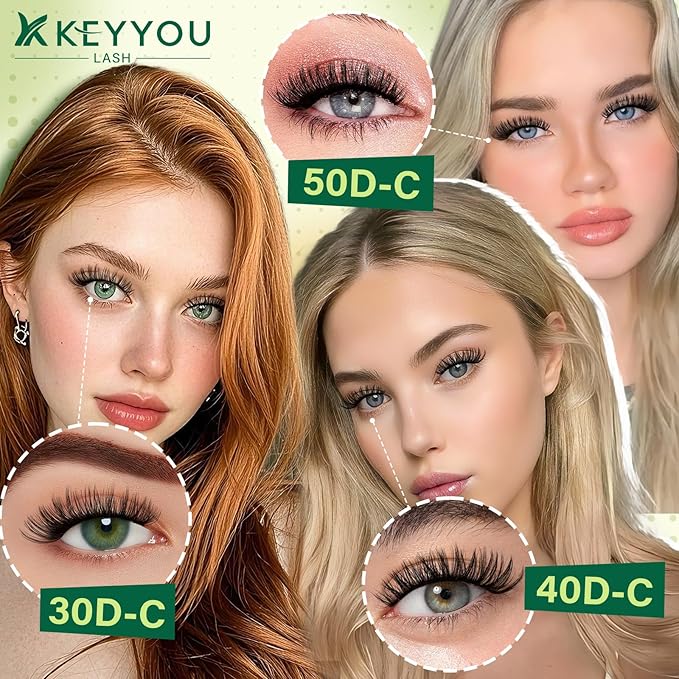KEYYOU Lash Extension Kit DIY 300Pcs Lash Clusters Eyelash Extension Kit 40D C Curl 9-18MIX Lash Clusters Kit with Lash Glue Remover Applicator Easy to Use for Beginners(Kit,40D-C,9-18MIX)