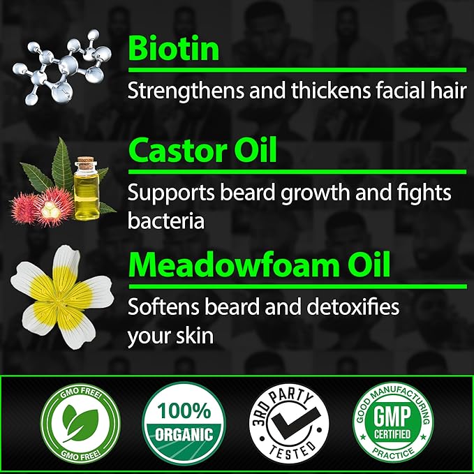 Biotin Beard Balm + Biotin Gummies – Beard Growth Kit with Conditioner & Softener for Fuller Thicker Beard & Hair – 620,000mcg Biotin, Collagen, MSM & Keratin for Healthy Hair Growth