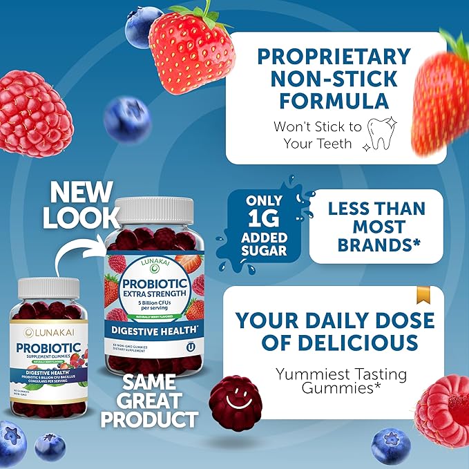 Lunakai Collagen and Probiotic Gummies Bundle - Non-GMO, Gluten Free - Anti Aging, Hair Growth, Skin Care & Strong Nails and Digestive Health - 30 Days Supply