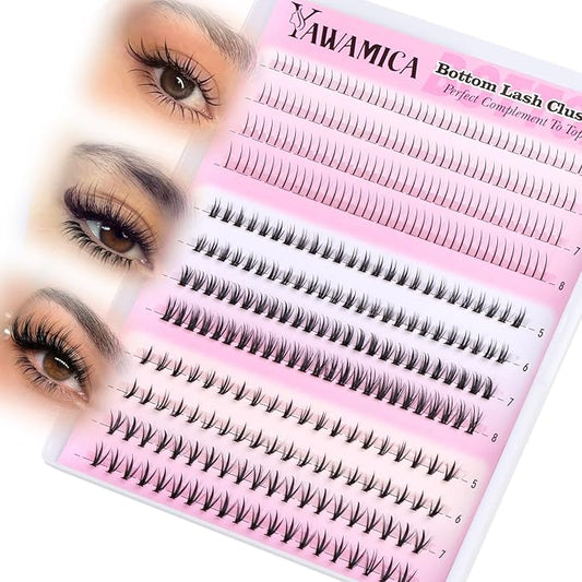 Yawamica Bottom Lash Clusters DIY Lower Eyelash Extensions 5-8mm 3 Styles Mixed Eyelash Clusters Wispy Cluster Eyelash Extensions Natural Bottom Individual Lashes 240pcs Clusters Lashes DIY Under Lash