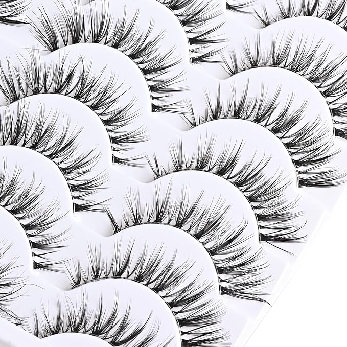APCYUST Eyelashes Cat Eye Strip Lashes Natural Look Short False Cateye Lash 14 Pairs Clear Band Fake Mink Eyelash Fluffy Pestañas Postizas Naturales