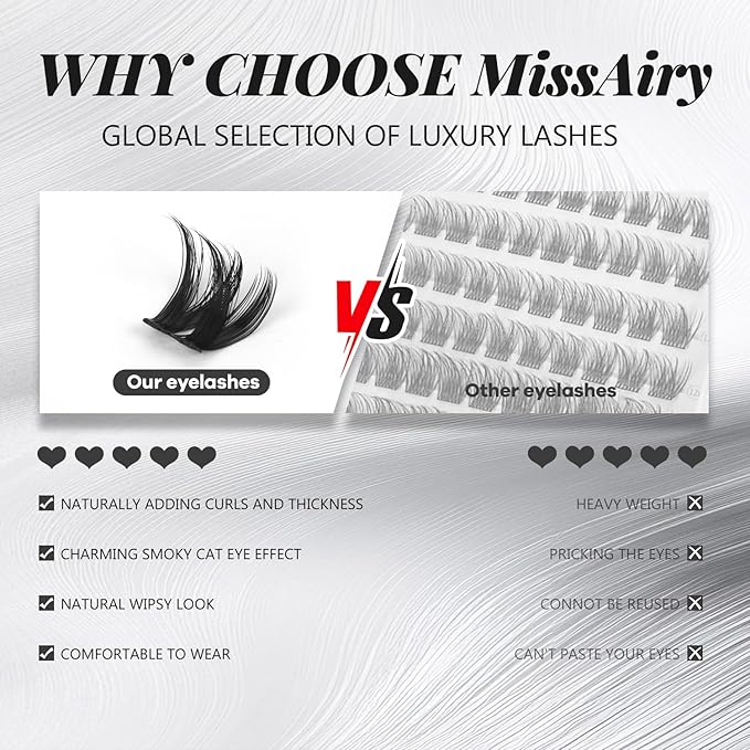 Flaunt Lash Clusters Kit Flora Short 8-14mm Light-Volume Wispy Eyelash Clusters D Curl DIY Eyelash Extension Kit Spiky Cat Eye Individual Lash Eyelash Clusters with 0.05mm Ultra-Thin Black Band