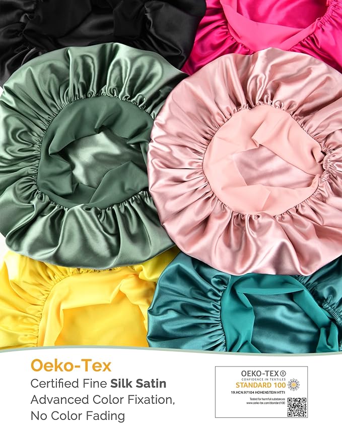 YANIBEST Adjustable Silk Bonnet for Sleeping Women Double Layer Satin Bonnet Reduce Friction Prevent Frizz Curly Hair