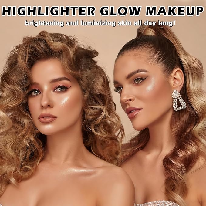 Liquid Highlighter Makeup, Cream Glassy Highlighter for Face Natural Glow Finish Illuminator Buildable Long Lasting Illuminating Glow Makeup - 02 Medium Glow