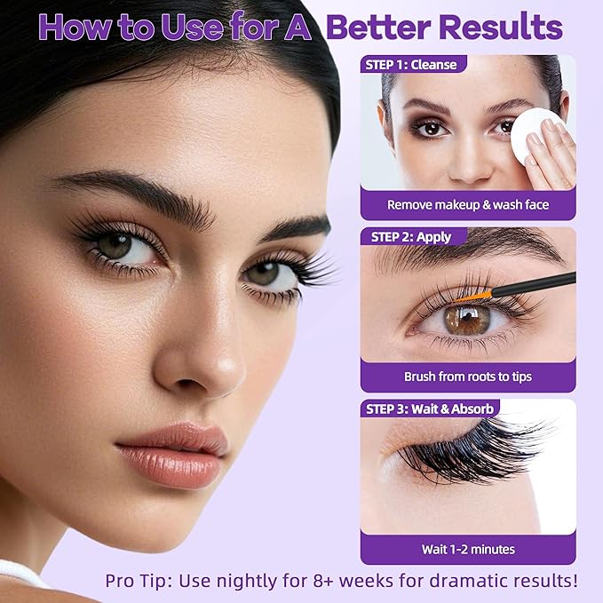 DQOJVU Eyelash Growth Serum for Longer Thicker Lashes, Natural Vegan Lash Enhancer, Safe for Sensitive Eyes, Gifts for Women Girlfriend, 4ml (0.13Fl Oz) Silver