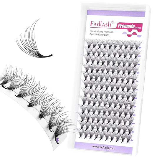 FADLASH Premade Lash Fans Multi Length Hybrid Volume Premade Easy Fans 0.07 Thickness D Curl 16D Multi Length 8-10-12mmmm Camellia Natural Eyelash Extensions(16D-0.07-D, Camellia 8-10-12mm)