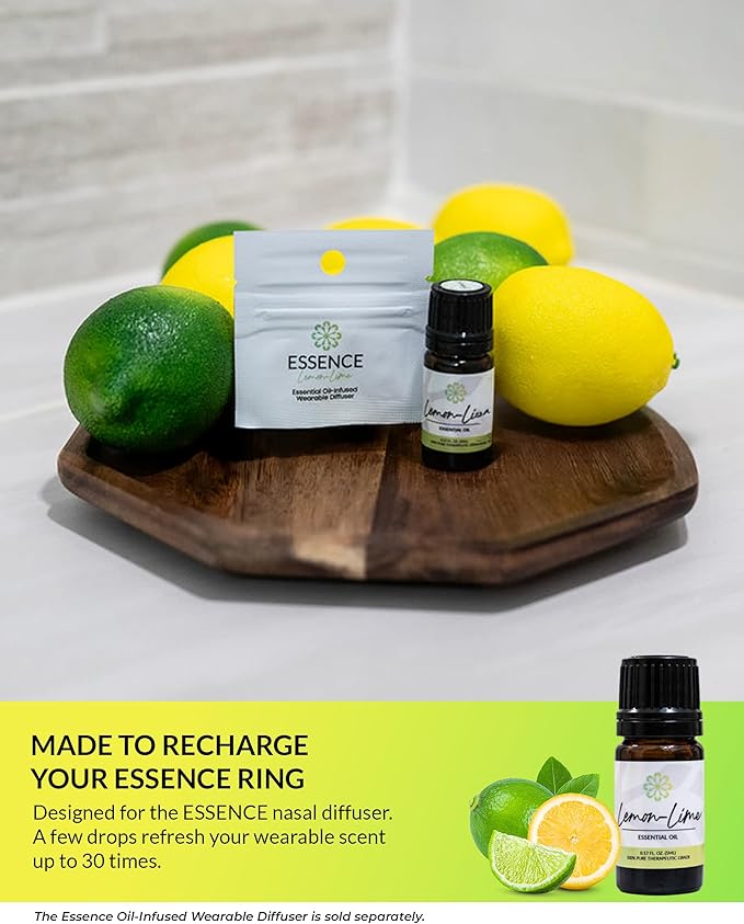 Essence Lemon-Lime Essential Oil – 100% Pure & Therapeutic Grade – Perfect for Aromatherapy, Diffusers & Recharging Essence Nasal Diffuser Rings – Natural Stress & Mood Support (5mL)