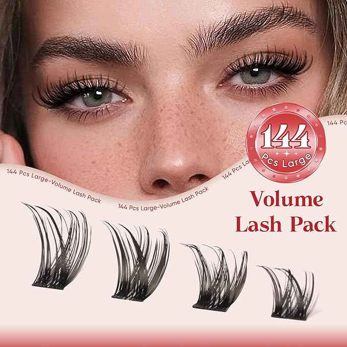 TOOCHUNAG Eyelash Clusters Wispy Cluster Eyelash Extensions 144pcs Volume Lash Clusters 10-16mm Individual Lashes Natural Eyelashes Clusters WideSpan DIY Lash Extension at Home