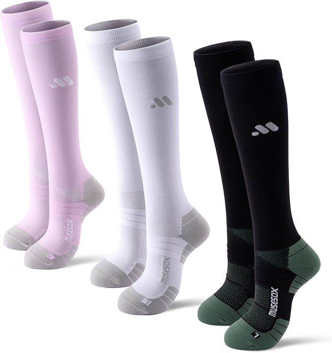 Compression Socks for Women and Men,Knee High 15-20mmHg Graduated Circulation Support(3 Pairs)for Nurses,Pregnant,Travel