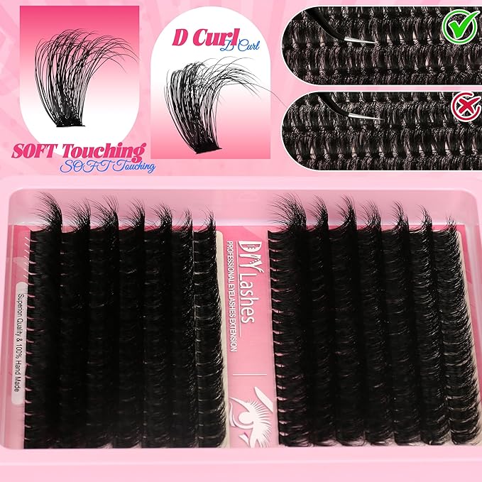 Himirell 280 Pcs Lash Clusters Extensions Kit - 80D 100D 12-20mm Faux Mink Individual Eye Lash Clusters with D Curl Wispy for DIY Lash Extension at Home