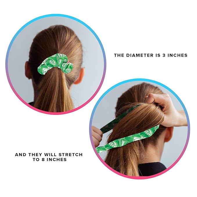 Volleyball Scrunchies, Velvet Hair Ties Headband Accessory, Set of 4 Green