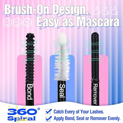 Mavphnee Lash Bond and Seal Kit - Waterproof Cluster Lashes Glue with Strong Hold Eyelash Adhesive and Remover for DIY Eyelash Extensions