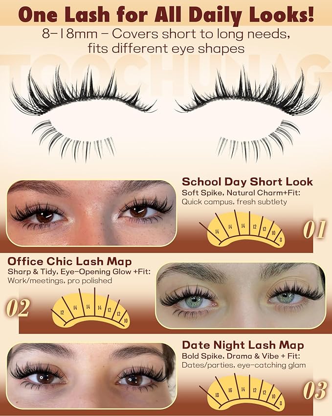 TOOCHUNAG Wispy Lash Clusters Kit 8-18mm DIY Lash Extension Kit Clear Band Eyelashes Clusters with Bottom Lashes Individual Manga Cluster Eyelash Extensions Kit with Lash Bond and Seal,Tweezers