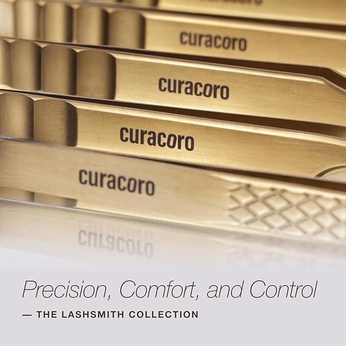 Curacoro Lash Tweezers for Eyelash Extensions – LashSmith 90° Eyelash Tweezer for Volume & Promade Fans