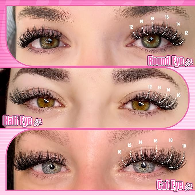 Fluff Lash Extension Kit Wispy Eyelash Extension Kit 10-18MM Natural Lash Clusters 180PCS Cluster Eyelash Extensions with Lash Bond and Remover and Lash Applicator DIY Lashes Extension by Pleell