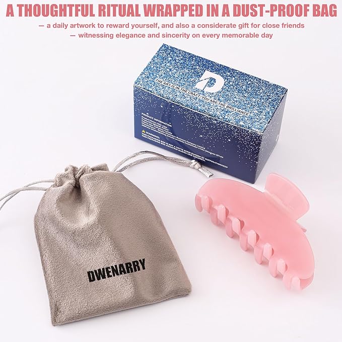 Big Hair Claw Clips for Thick Hair, Tortoise Shell Nonslip Large Pink Hair Clips, Celluloid Butterfly Jaw Clips, Strong Hold for Women