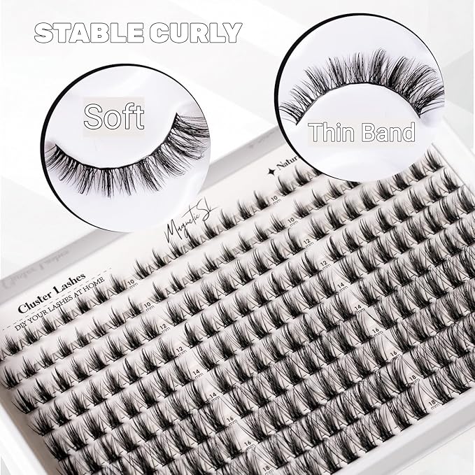 Lash Clusters 300pcs Manga Lash Extension Kit 10-18mm Cluster Eyelash Extensions Natural Lash Individual Lashes -M33-Natural