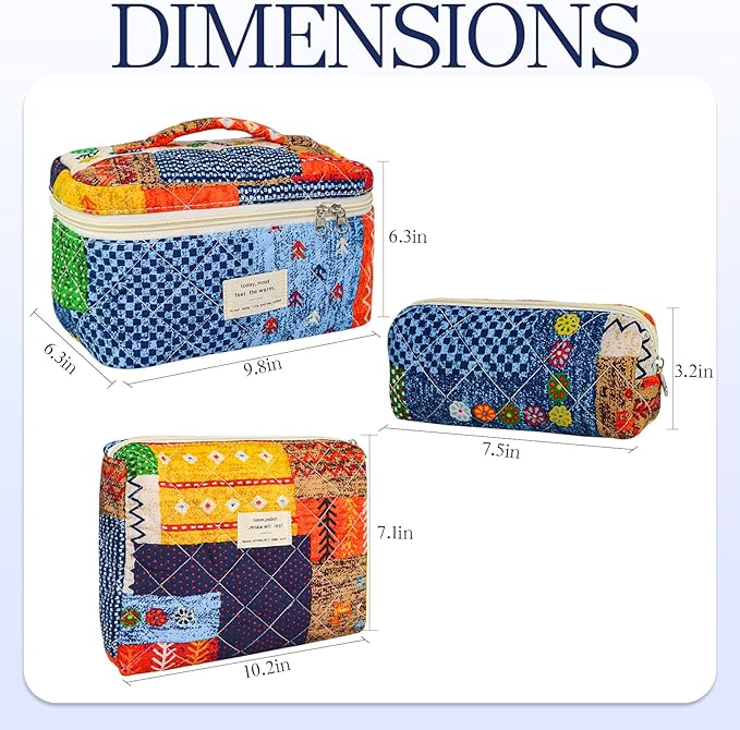 3Pcs Travel Makeup Bag, Travel Toiletry Bag for Women, Cosmetic Bags for Women Travel Set, Cute Makeup Bags, Quilted Cosmetic Bag, Women's Quilted Toiletry Bag Storage