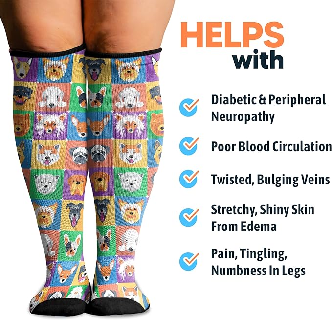 Viasox Compression Socks for Women and Men, Knee High Socks 12-15 mmhg Circulation Support for Flight, Travel, Daily