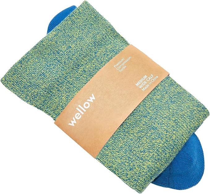 Wellow Wide Calf Compression Socks, Knee High Support, Fit for Men & Women, 18-25 mmHg, Made with Viscose from Bamboo