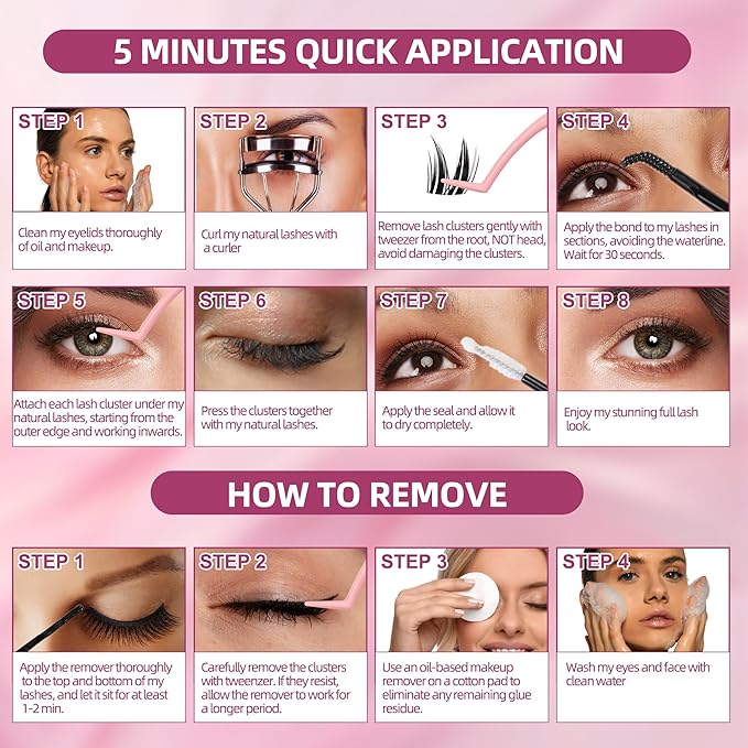 Dramatic Volume Lash Clusters, 0.05mm Thin Band 8-18mm C Curl, DIY Lash Extension Reusable, FayJoo BOLDEE 11 Lash Only