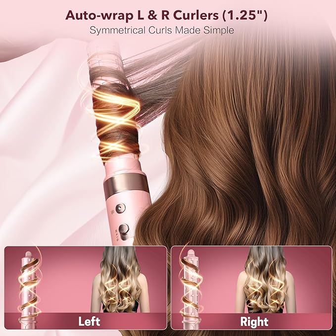 Mythsight StyleVibe 8-in-1 Air Styler, Hair Dryer & Blow Dryer Brush with Travel Case - Auto Wrap Curls (L/R), Fast Drying, Thermal Round Brush for Smooth Blowouts & Frizz-Free Volume, No Heat Damage