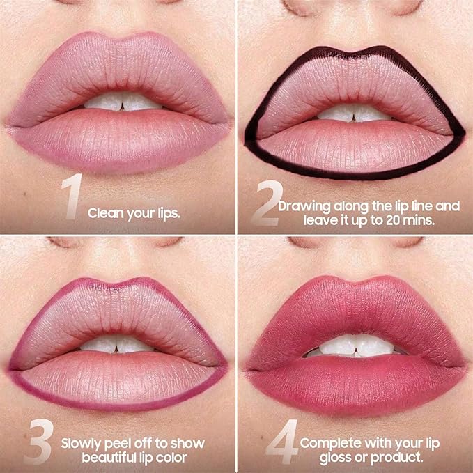 Lip Stain Peel Off Lip Liner - Long Lasting Comfortable Vivid Color Peel Lip Stain Smudge Proof Finish, Create A Charming Vibrant Lip Color Makeup For All Skin Types with All-Day (#02 Cocoa)