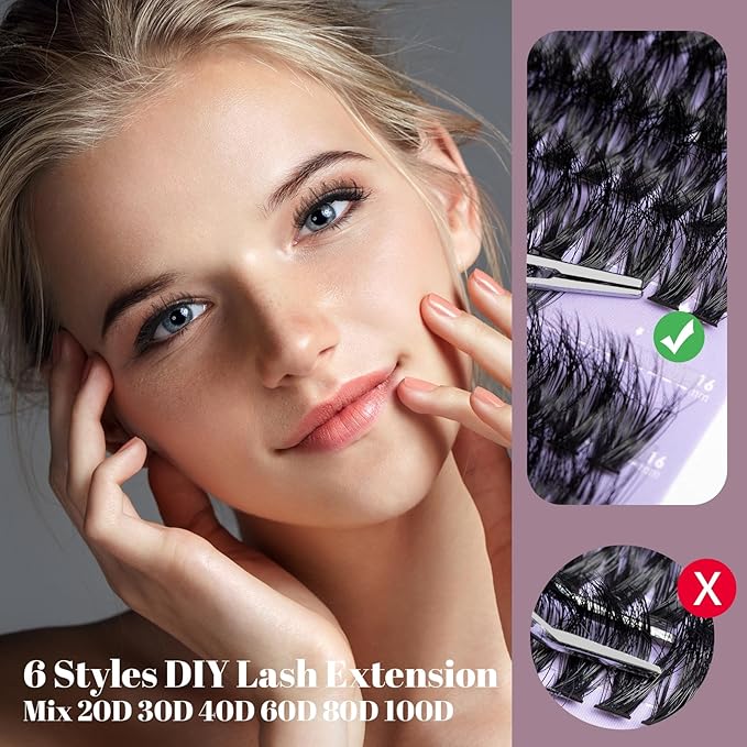 Ocean Pearl Lash Clusters 480PCS 10-20mm Individual Lashes Thick Cluster Eyelash Extensions 20D+30D+40D+60D+80D+100D Eyelash Clusters Lashes Clusters Eyelashes DIY Lash Extension Cluster Lashes-6