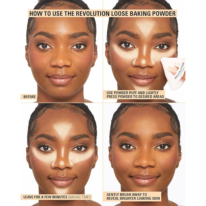 Revolution, Loose Baking Powder, Makeup Setting Powder, Long-Lasting Coverage, Mattifies & Reduces Shine, Lace, 1.12 oz