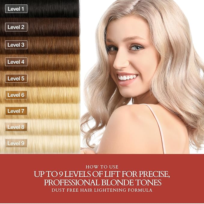 4BOND Premium Hair Bleach Powder Lightener | Blue Based Lightener | Up To 9 Levels Of Lift | Infused with Amino Acids, and Quinoa, Keratin and Baobab Proteins For Repairative Conditioning 16 Fl Oz