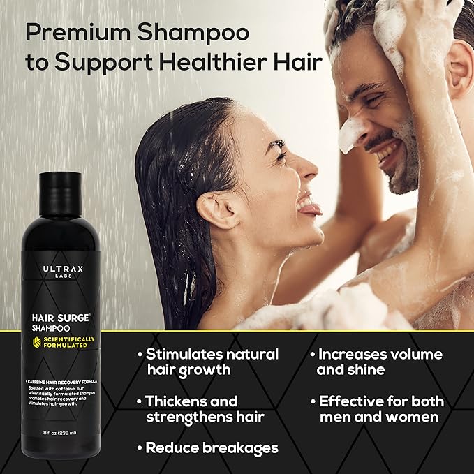 Ultrax Labs Hair Growth Shampoo for Thinning Hair and Hair Loss Shampoo for Women and Men, Hair Surge 8oz. | 2 Pack