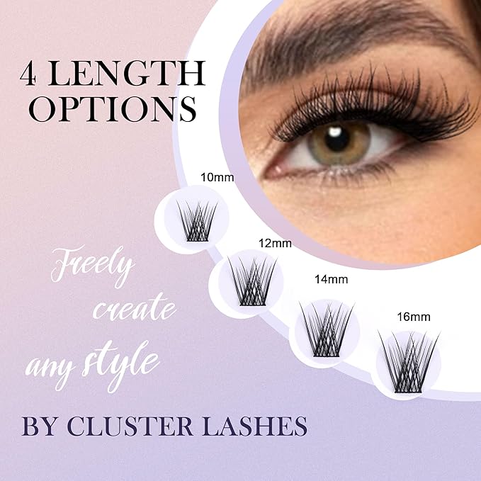 GAQQI Lash Clusters, GQ03 False Eyelashes DIY Lash Extensions C Curl 168PCS Cluster Lashes 16MM, Wispy and Natural Lash Wisps (GQ03,16mm,C Curl)