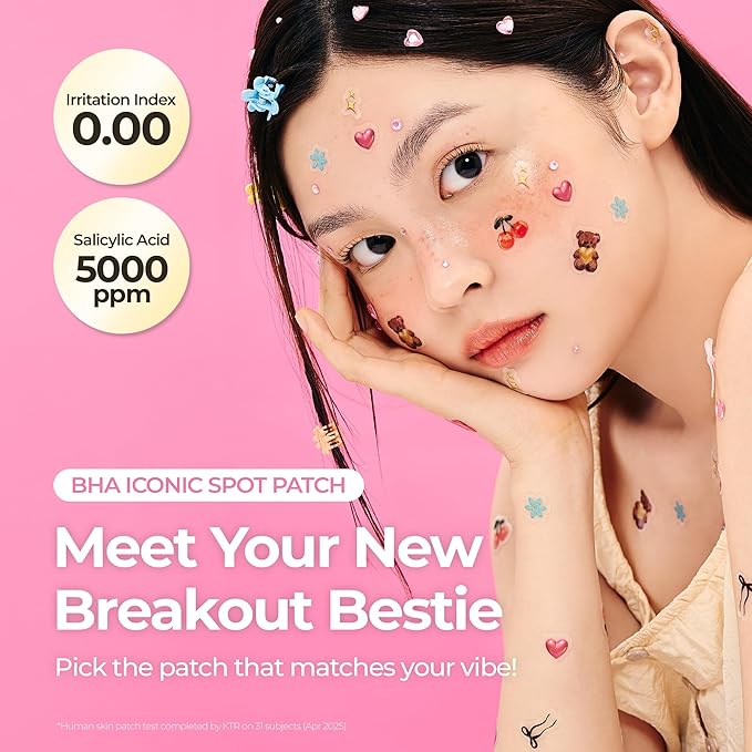 SINSURU BHA Iconic Spot Patch with Mirror Case - Hydrocolloid Patches with 5,000ppm Salicylic Acid - Day & Night Zit Patch for Targeted Sebum Care & Stylish Wear