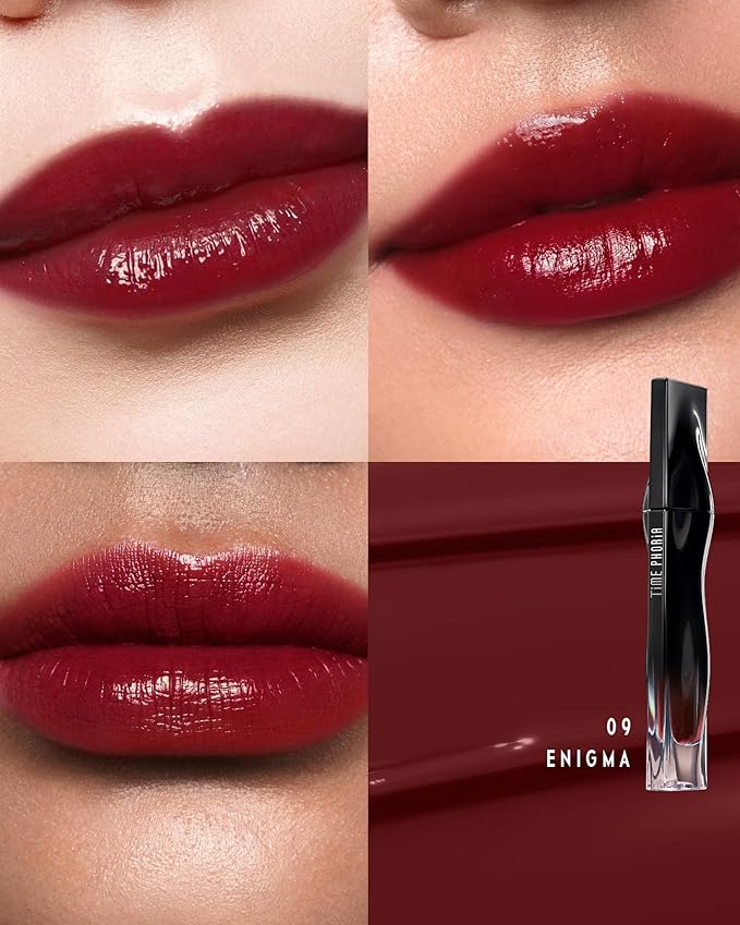 Stellar Dust Lip Stain 09 Enigma, Transfer-Proof & Smudge-Proof Lip Gloss, Deep Red Brown Tinted Glossy Finish, High-Pigment Vibrant, Hydrating Lightweight Long-Lasting Lip Makeup for Women
