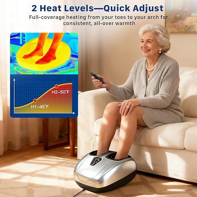 Musugy Foot Massager Machine with Heat : Deep Kneading Shiatsu Foot Massager with Vibration & Compression for Plantar Fasciitis & Neuropathy - for Women & Men,Relax for Office Home Use