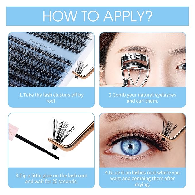 Natural Lash Clusters Eyelash Clusters 280 PCS D Curl Lash Clusters Eyelash Extensions Soft&Natural Individual Lashes Mink Cluster Lashes DIY At Home Lash Extension Clusters (30D/40D-D, 8-16mm)