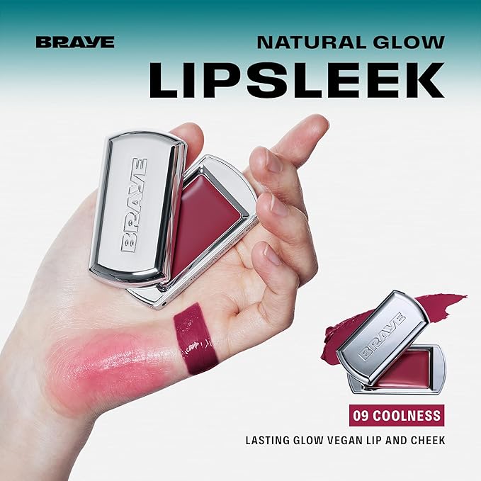 BRAYE LIPSLEEK | Blush for Cheeks & Lips, Korean Makeup Blush, Cool Lip and Cheek Balm, Vegan Cream, Lightweight w/Blendable & Buildable Makeup, Natural Look 09 COOLNESS 0.08oz