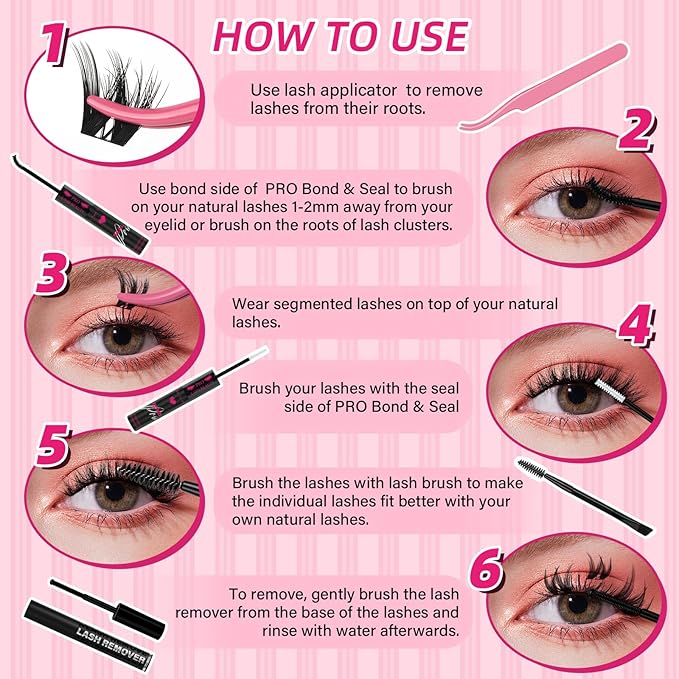 PRO LASHBEAUTY Lash Clusters, Eyelash Clusters 8-18 Mixed Cluster Eyelash Extensions Mixed Lash Extension Reusable Soft & Comfortable (Sunrise,8-16mix)